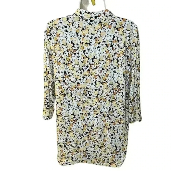 J. Jill Wearever Collection Yellow Floral V Neck Tunic Small - Picture 4 of 8